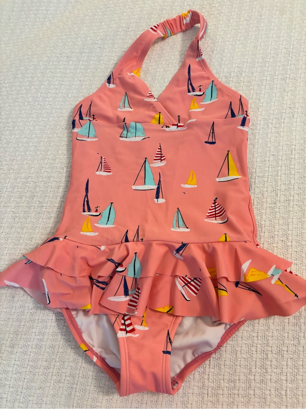 Hanna Andersson Pink Sailboat Ruffle
Halter One-Piece Swimsuit size 120 6